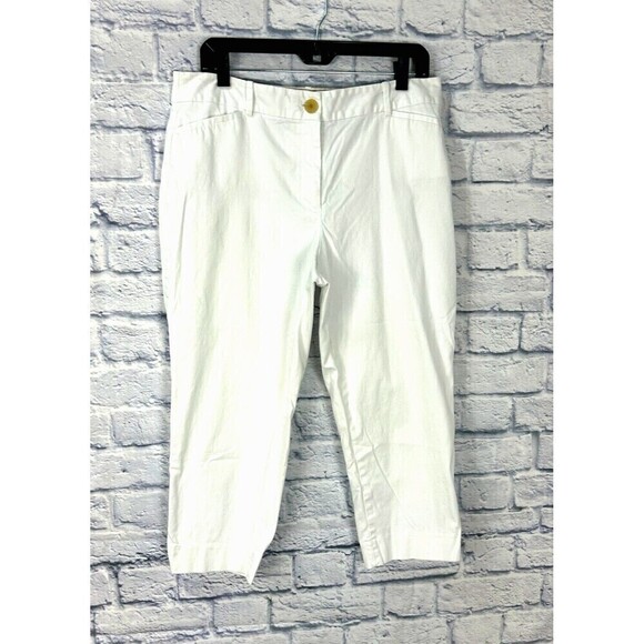 Talbots Women Size 12P White The Perfect Crop Curvy High Rise Cotton Spandex E4 - Picture 4 of 11